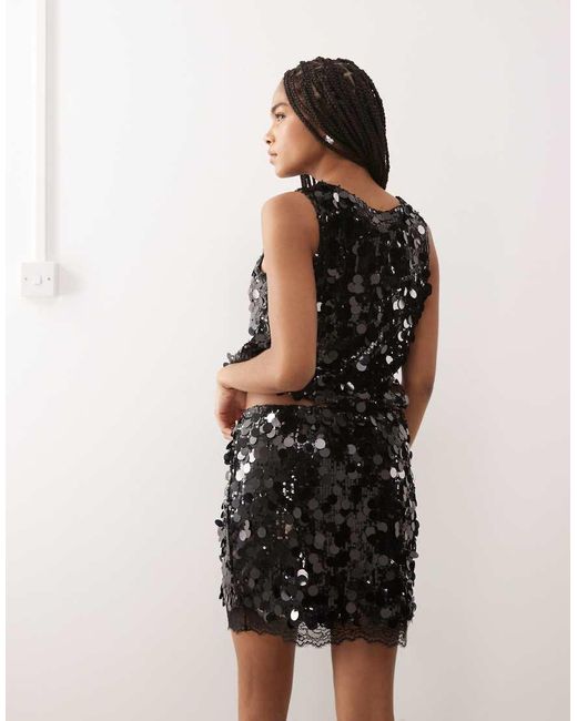 Noisy May White Disc Sequin Mini Skirt Co-Ord