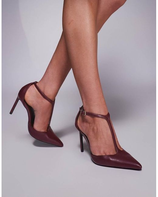 ASOS Red Prime T Bar High Heeled Shoes