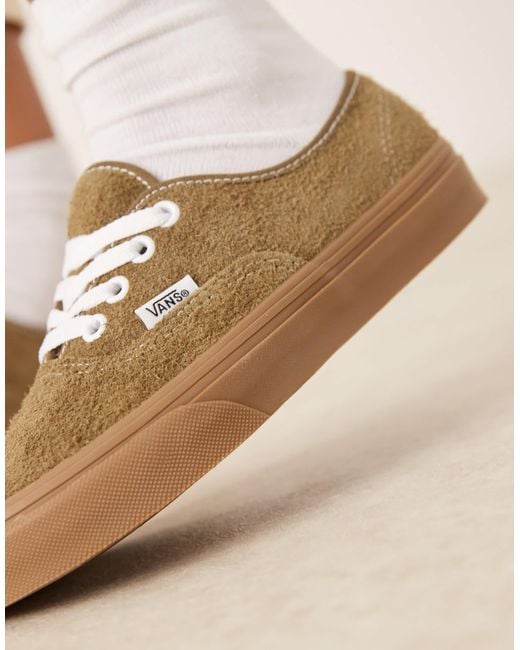 Authentic - baskets en daim duveteux avec semelle en gomme - olive Vans en coloris Natural