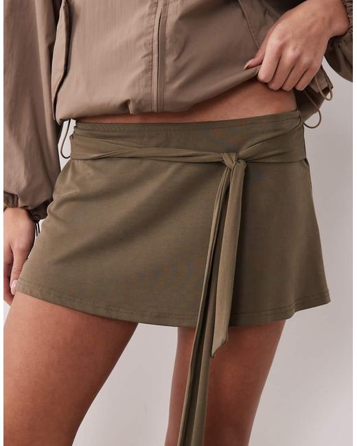 Motel Brown Grecia Tie Mini Skirt