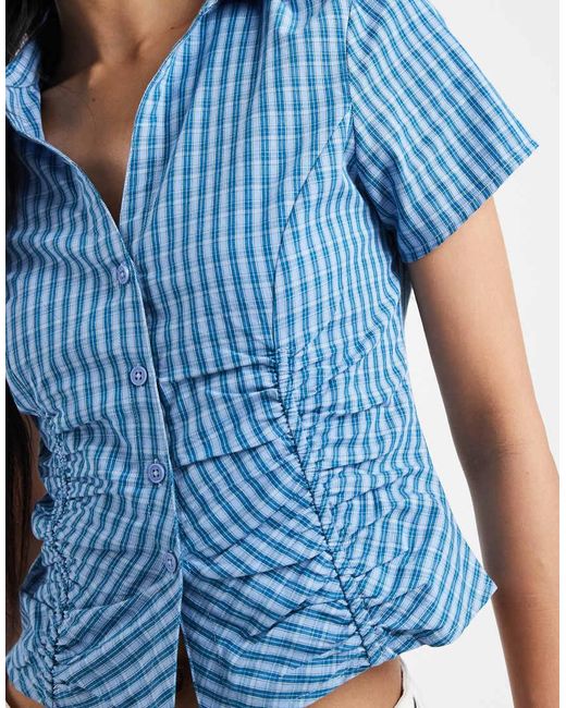 Cotton On Blue Maya Ruched Shirt