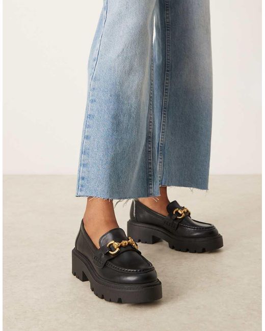 ASOS Black Milan Chunky Chain Detail Loafers