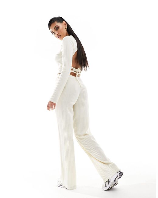 Missy empire - pantalon d'ensemble large côtelé - crème Missy Empire en coloris White