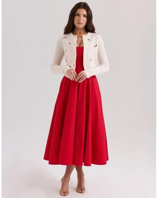 House Of Cb Evelina Wool Embroidered Cardigan
