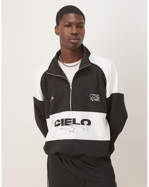 ASOS Black Boxy Oversized Scuba Funnel Neck Sweatshirt With Print for men