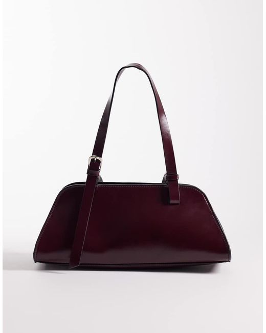 ASOS Purple Angular Bowler Bag With Buckle Strap Detailing