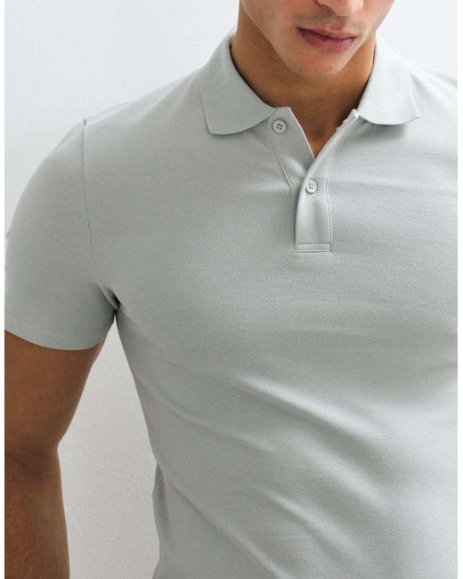Polo Basic Attillata di ASOS in Gray da Uomo