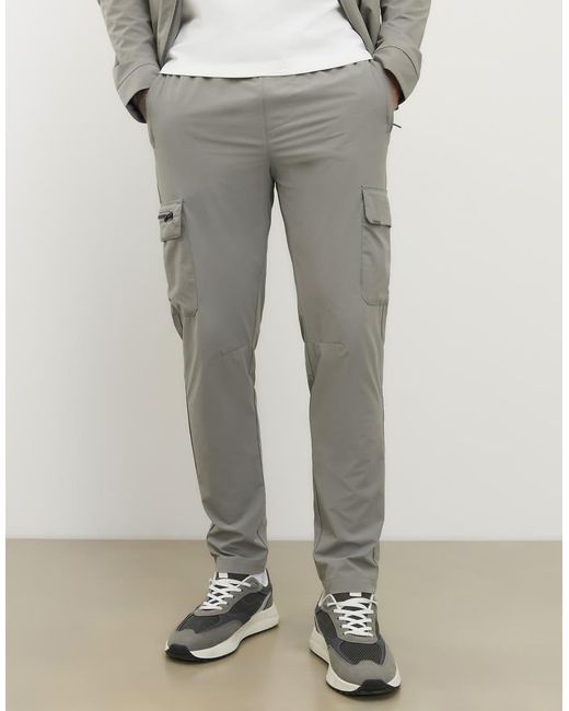 River Island Gray Skinny Fit Stretch Cargo Trousers for men