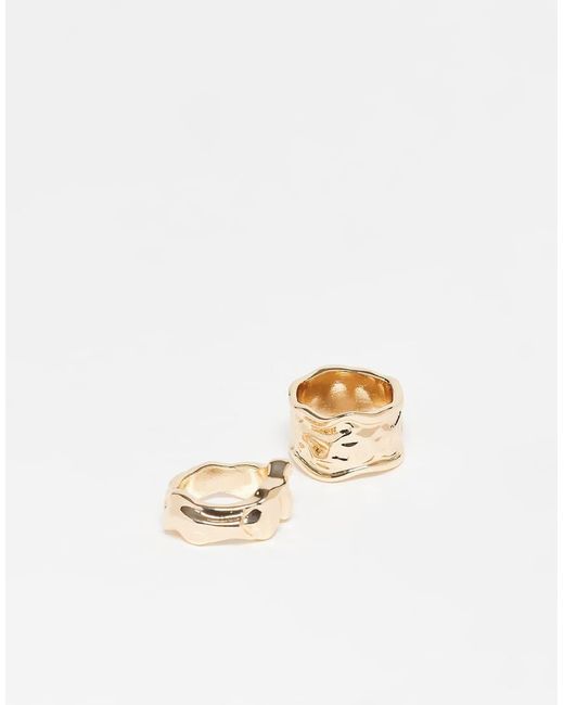 ASOS Set Van 2 Ringen Met Gesmolten Detail in het Metallic