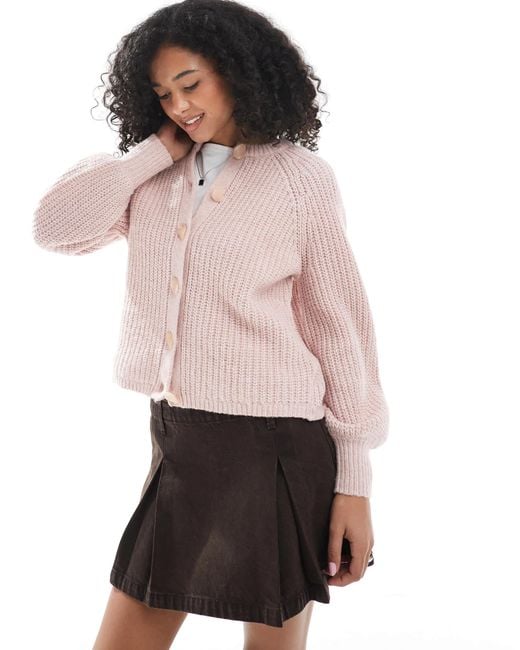 New Look White Raglan Crew Neck Cardigan