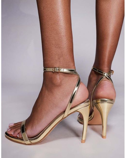 Public Desire Brown Public Desire Selene Wide Fit Barely There Heeled Sandals