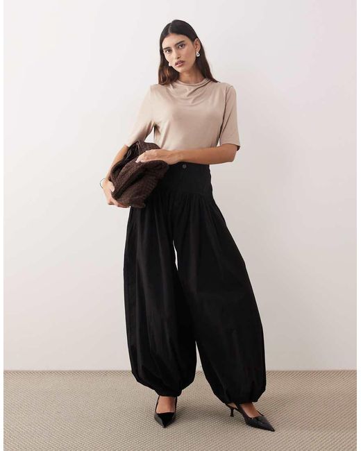 ARRANGE Black Modal Cowl Neck T-shirt
