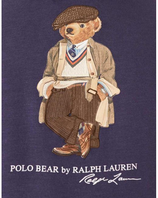 Polo Ralph Lauren Fleece Hoodie Met Heritage Bear-Print Met Pet in het Blue voor heren