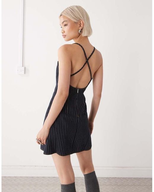 Collusion Black Denim Pinny Dress
