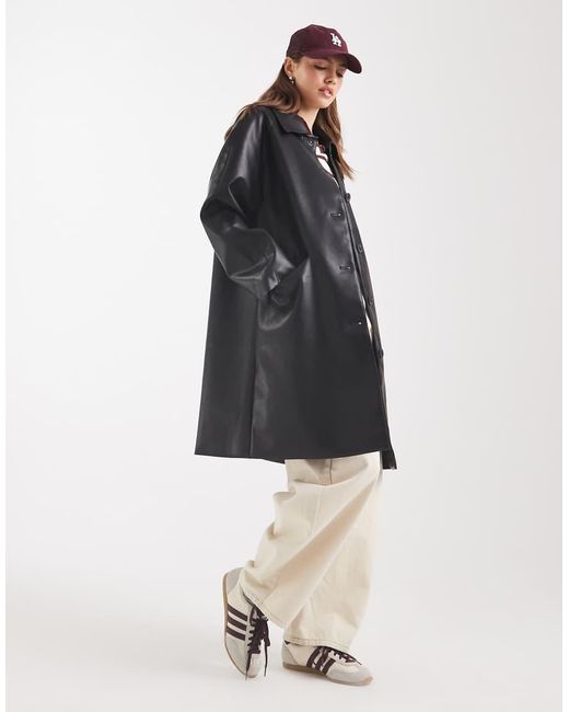 ASOS White Leather Look Car Coat