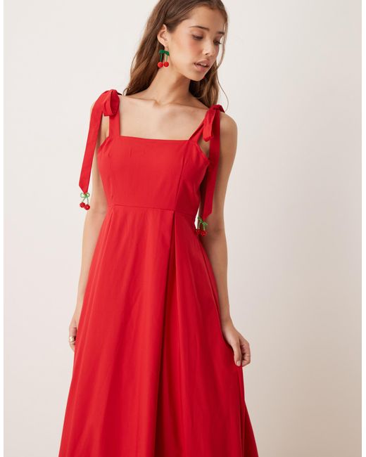 Sister Jane Red Bow Shoulder Midaxi Dress