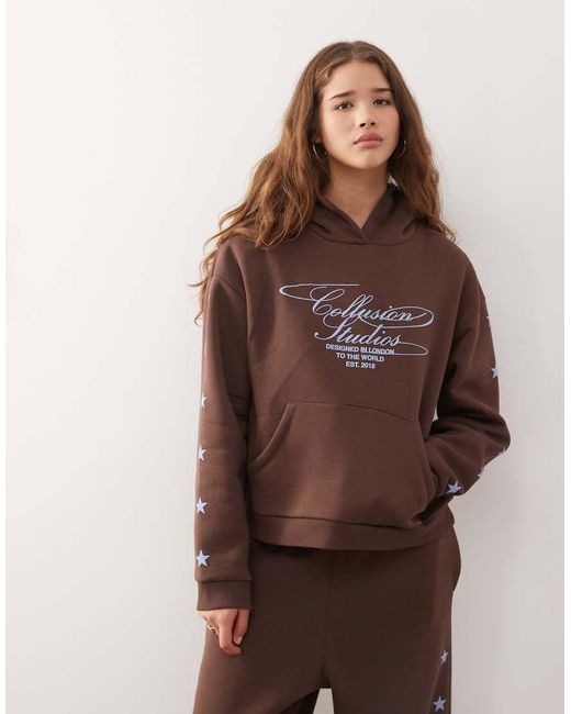 Collusion Brown Star Logo Hoodie