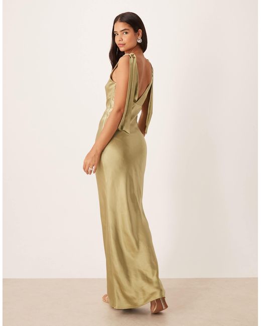 Pretty Lavish Women's Natural Bridesmaid Piper Satin Bow Shoulders V-neck  Maxi Dress - www.desnorhaar.be