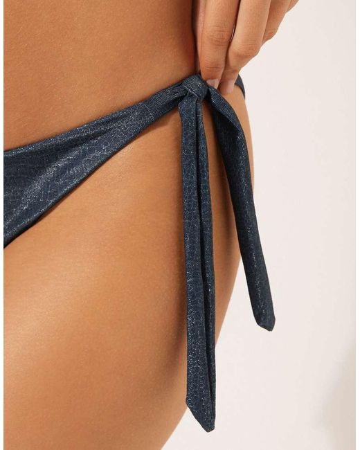 Calzedonia Blue Bow Bikini Bottoms Glowing Python