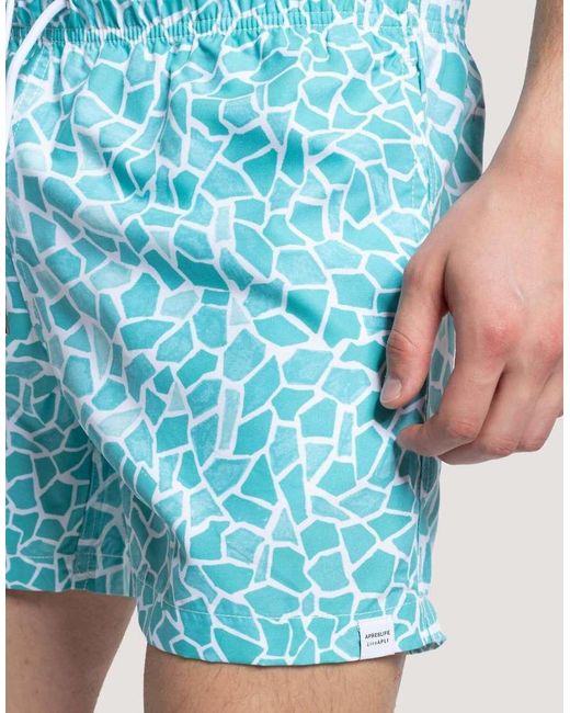 Apreslife Blue Mosaic Swim Shorts for men