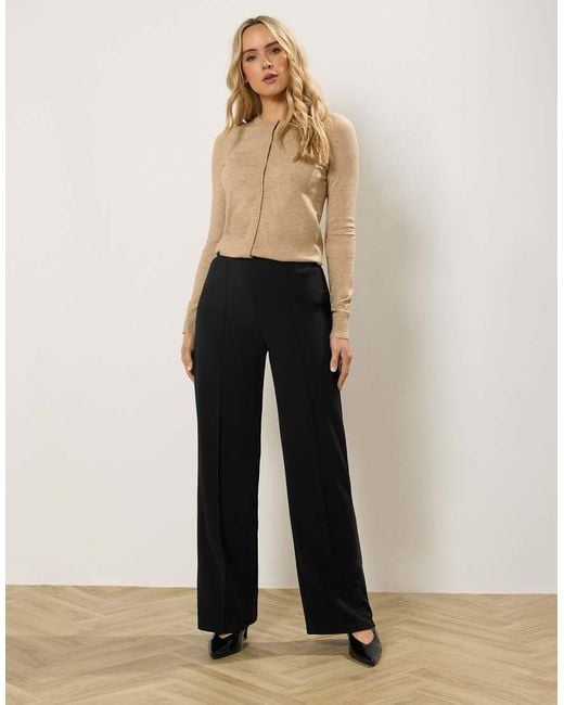 Long Tall Sally Natural Textured Wide Leg Trousers