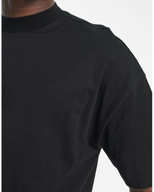 New Look Black Oversized Turtle Neck T-Shirt for men