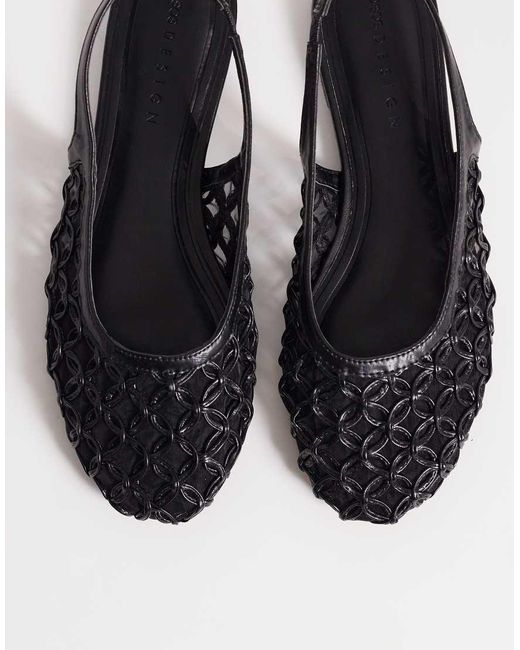 ASOS Black Wide Fit Lure Weave Detail Slingback Ballets