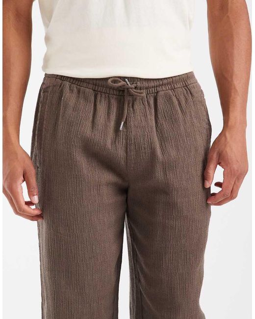 Jack & Jones Natural Crinkle Loose Trousers for men