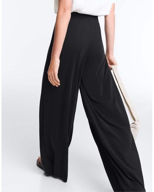 Oysho White Modal Blend Straight-Leg Trousers With Side Pleat