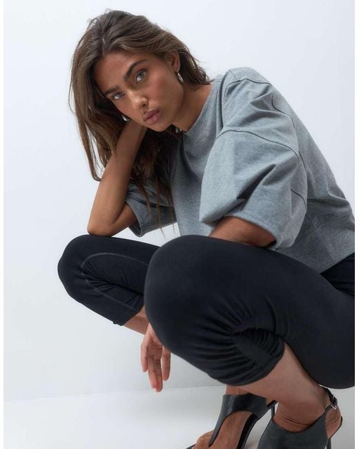 ASOS Blue Seamless Capris With Ruched Hem Detail