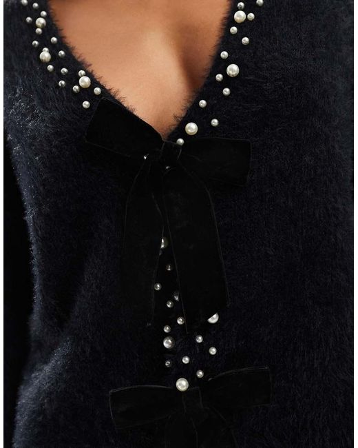 Lovedrobe Black Velvet Bow Cardigan