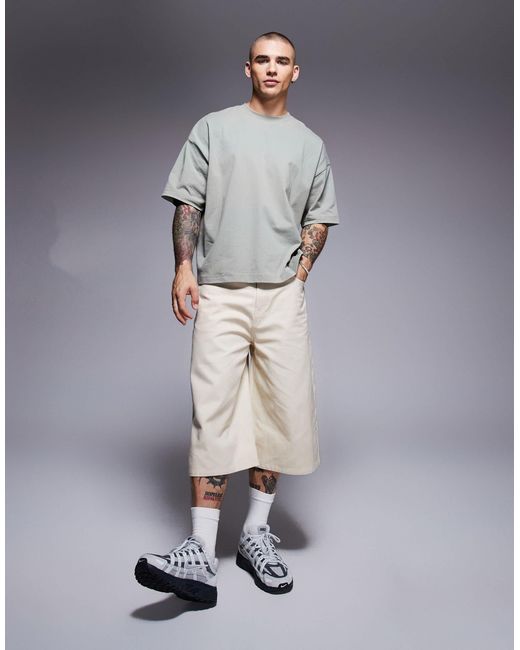 ASOS Gray Boxy Oversized T-shirt With Palm Graphic for men