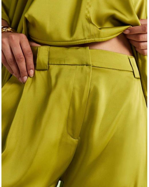 ASOS Green Satin Utility Barrel Trousers Co-ord