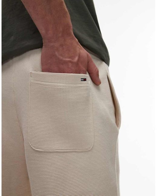 Pantalones Cortos Playeros Beis De Punto Gofrado De -Neutro Tommy Hilfiger de hombre de color White