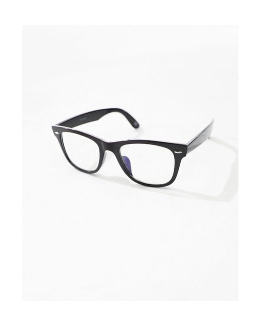 ASOS Clear Lens Square Glasses With Blue Light Lens
