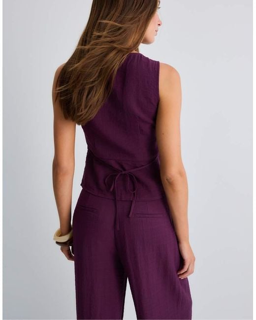 Stradivarius Purple Buttoned Waistcoat