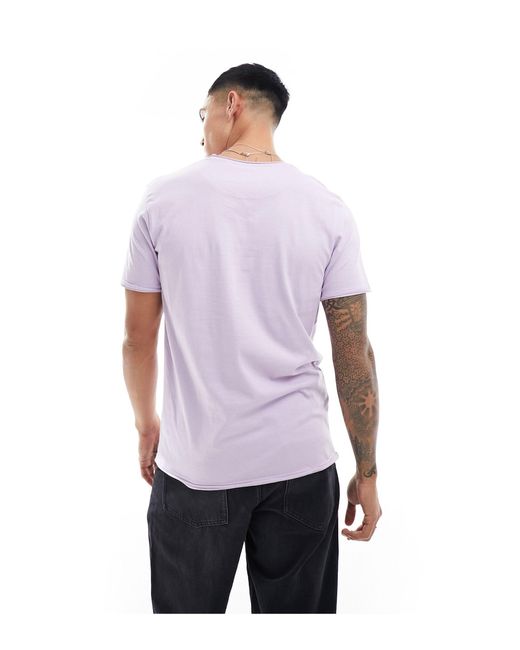 Brave Soul Purple Raw Edge T-shirt for men