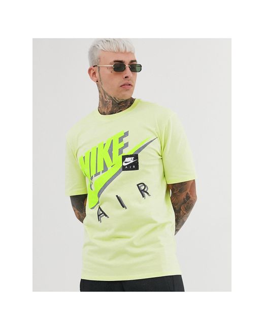 Camiseta verde con logo flúor extragrande Nike de hombre de color Green