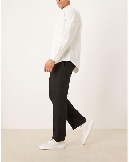 ASOS Black Tailored Straight Leg Pants With Wool Blend for men