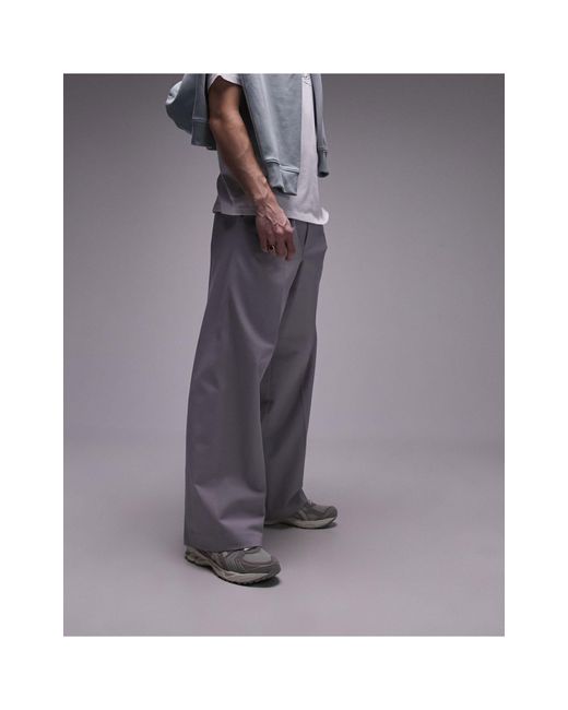 Topman Gray Extra Wide Elasticated Waist Trouser for men