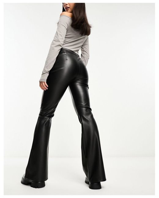 Noisy May White Faux Leather Flare Trousers