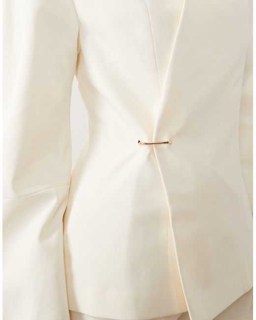 ASOS Natural Cinched Waist Blazer Suit With Hardware Detail