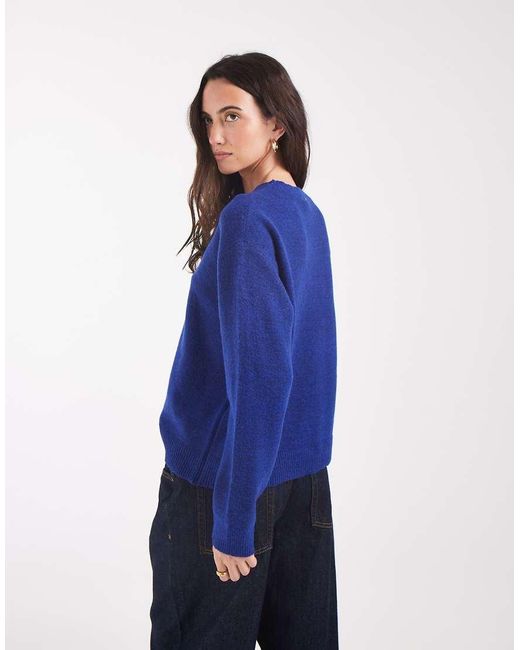 Pieces Blue Long Sleeve Oversized Knitted Jumper