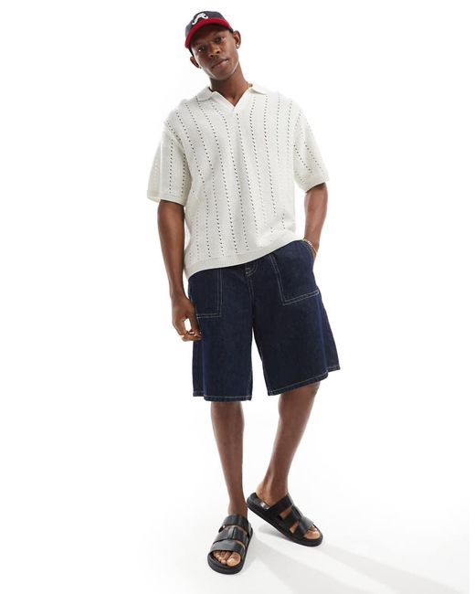 Jack & Jones White Split Neck Polo for men