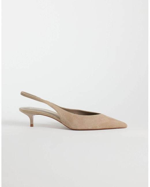 Mango White Slingback mit absatz aus leder