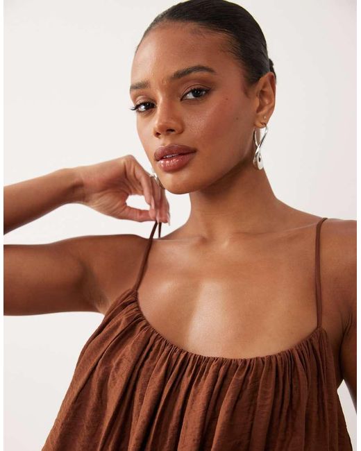 ASOS Brown Bubble Tiered Cami Strap Maxi Dress