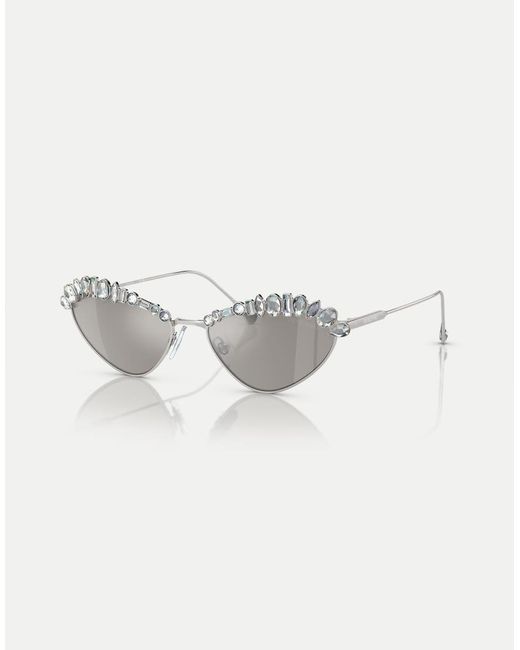 Occhiali Da Sole Irregolari Con Lenti A Specchio di Swarovski in Multicolor