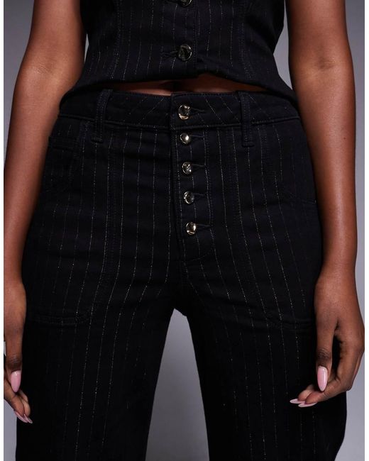 River Island Blue Pinstripe Relaxed Palazzo Jean