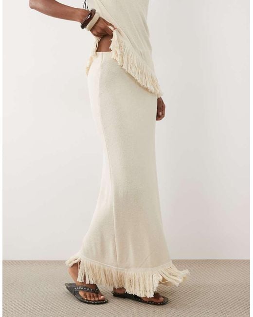 ASOS Natural Textured Co-ord Maxi Skirt With Tassel