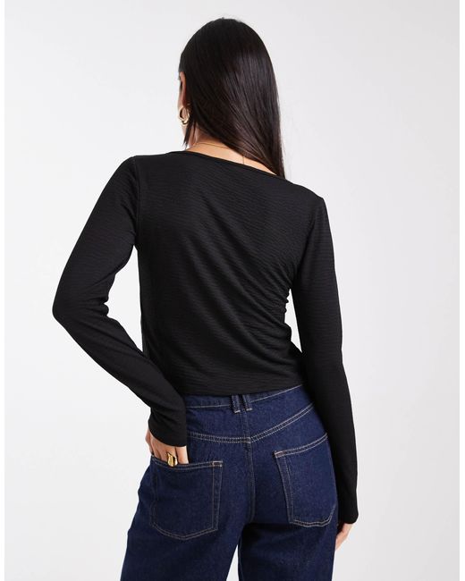 ONLY Black Long Sleeve Twist Front Top